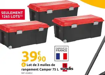 Mr Bricolage Sundis lot de 3 malles de rangement camper 75 l offre
