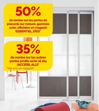 Weldom 50% de remise sur les portes de placards sur mesure, gammes acier, affichées en magasin (essentiel, eko) offre