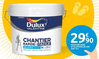 Dulux valentine peinture murs et plafonds blanc mat 10 l