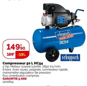 Weldom Scheppach compresseur 50 l hc54 offre