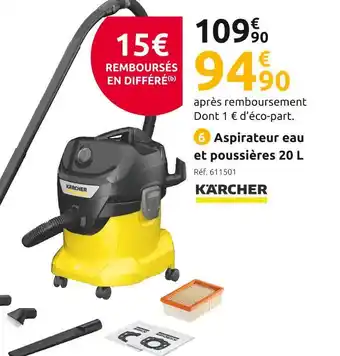 Mr Bricolage Kärcher aspirateur eau et poussières kwd 4 v-20/5/22 20 l offre