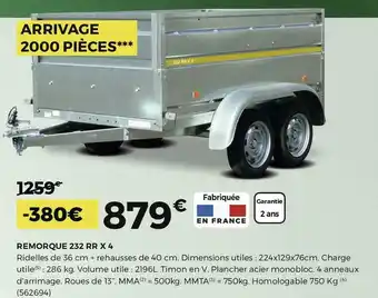 Feu Vert REMORQUE 232 RR X 4 offre