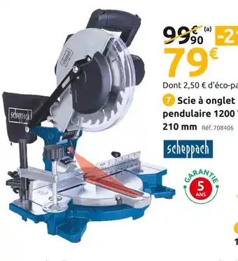 Mr Bricolage Scheppach scie à onglet pendulaire hm81 1200 w 210 mm offre