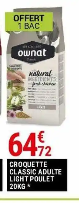 Gamm vert Croquettes classic adulte light poulet 20kg offre