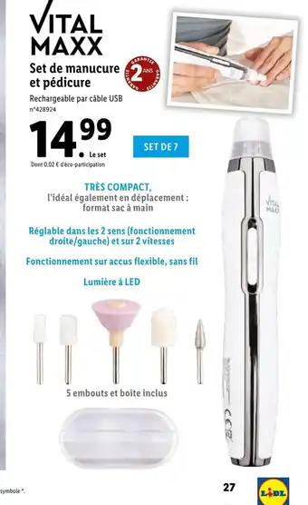 Lidl Set de manucure 2₁ et pédicure offre