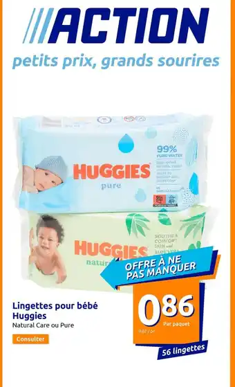 Action Lingettes pour bébé Huggies offre