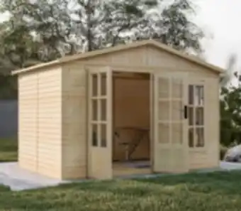 Cabane en bois avec plancher 6m2, avec bardeaux bitumineux couleur gris l332xp222xh232cm/6m2 timbela m334fb