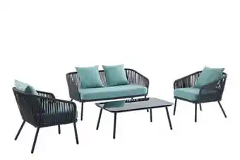 Bricomarché Salon de jardin havana en métal et corde coloris vert 4 places offre
