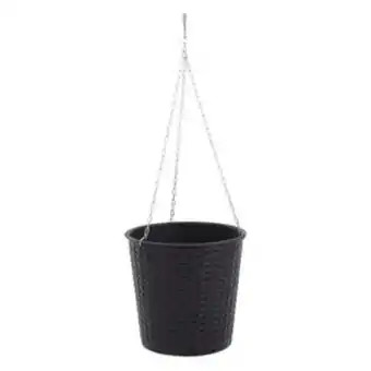 La Foir'Fouille Pot à suspendre en rotin tressé et acier - diamètre 26,5 x h 24 cm - noir offre