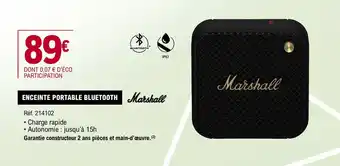 E.Leclerc ENCEINTE PORTABLE BLUETOOTH Marshall offre