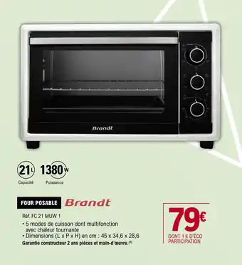 E.Leclerc FOUR POSABLE Brandt offre