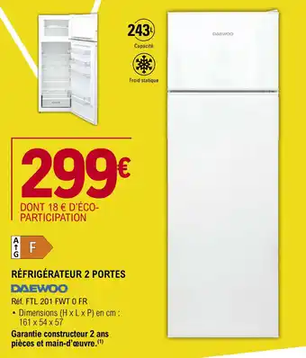 E.Leclerc RÉFRIGÉRATEUR 2 PORTES offre