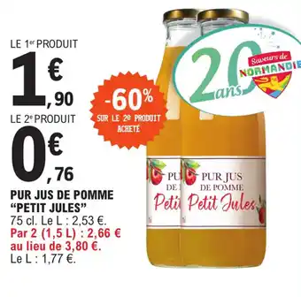 E.Leclerc PUR JUS DE POMME "PETIT JULES" offre