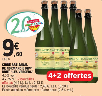 E.Leclerc CIDRE ARTISANAL DE NORMANDIE IGP(³) BRUT "LES VERGERS" offre