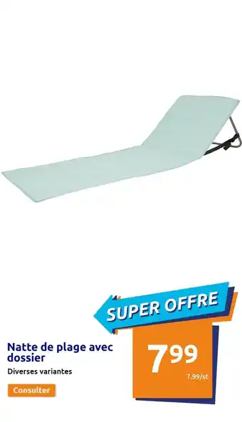 Action Natte de plage avec dossier offre