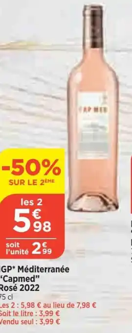 Bi1 IGP* Méditerranée "Capmed" Rosé 2022 offre