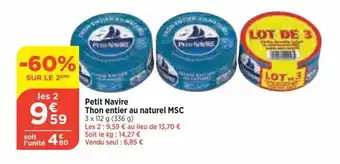 Bi1 Petit Navire Thon entier au naturel MSC offre