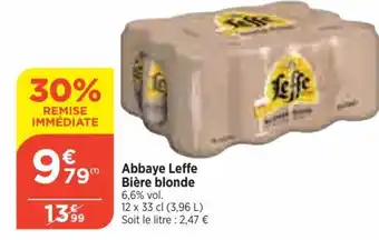 Bi1 Abbaye Leffe Bière blonde 6,6% vol. offre
