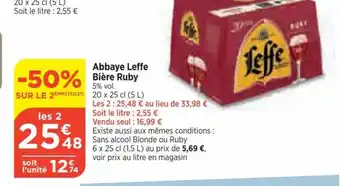 Bi1 Abbaye Leffe Bière Ruby offre