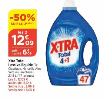 Bi1 Xtra Total Lessive liquide (14) Classique, Marseille Aloe Vera ou Fraicheur+ offre