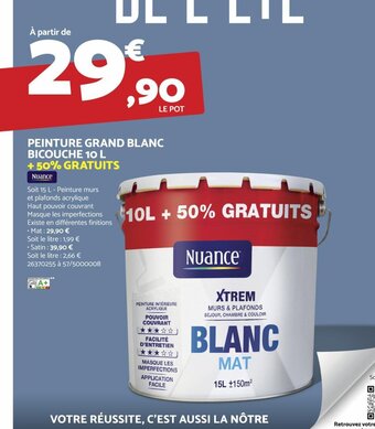 Bricomarché PEINTURE GRAND BLANC BICOUCHE 10 L offre