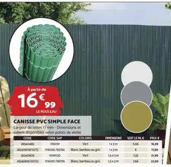 Bricomarché CANISSE PVC SIMPLE FACE offre