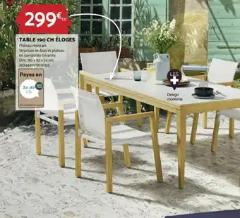 Bricomarché TABLE 190 CM ÉLOGES offre