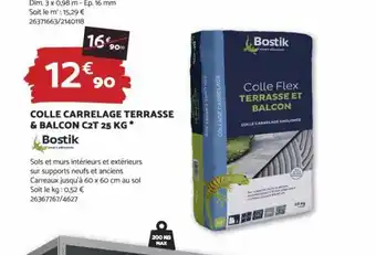 Bricomarché COLLE CARRELAGE TERRASSE & BALCON C2T 25 KG * offre