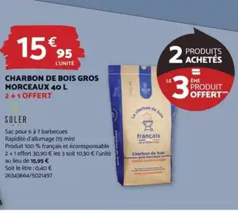 Bricomarché CHARBON DE BOIS GROS MORCEAUX 40 L offre