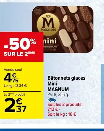 Carrefour Bâtonnets glacés Mini MAGNUM offre