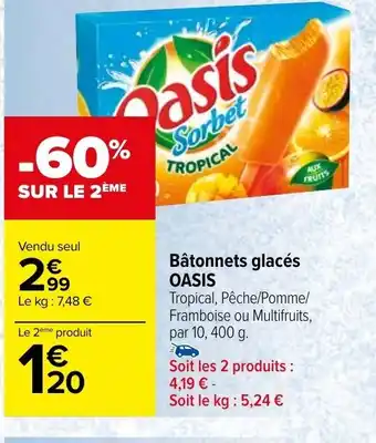 Carrefour Bâtonnets glacés OASIS offre