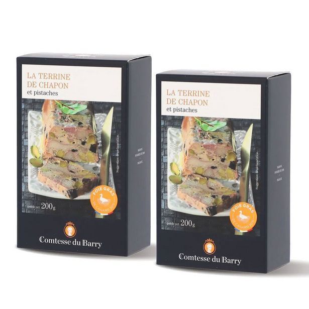 Promo Lot de 2 terrines de chapon et pistaches (20 foie de canard