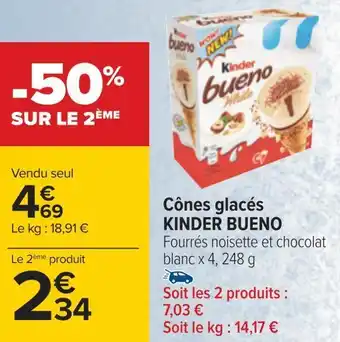 Carrefour Kinder bueno cônes glacés offre
