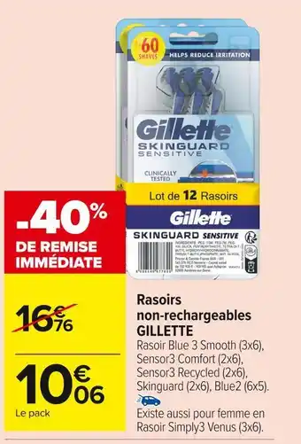 Carrefour Market Gillette rasoirs non-rechargeables offre