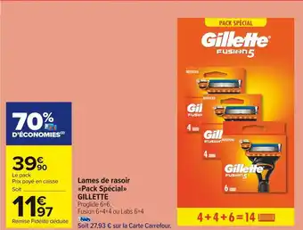Carrefour Market Gillette lames de rasoir pack spécial offre