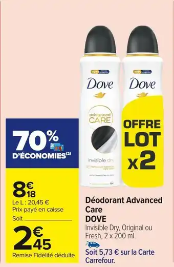 Carrefour Market Dove déodorant advanced care offre
