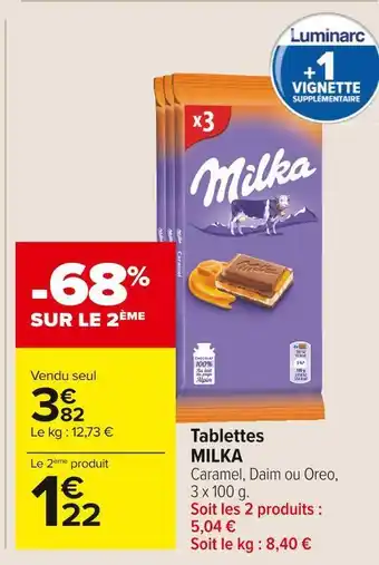 Carrefour Market Milka tablettes milka offre