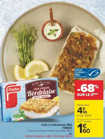 Carrefour Findus colin à la bordelaise msc offre
