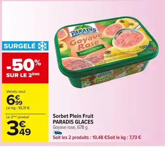 Carrefour Market Paradis glaces sorbet plein fruit offre