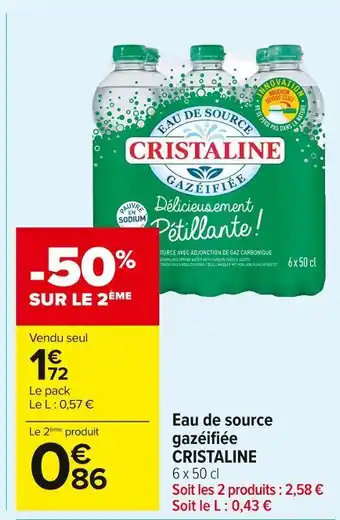 Carrefour Market Cristaline eau de source gazéifiée offre