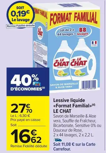 Carrefour Market Le chat lessive capsules format familial(d) offre