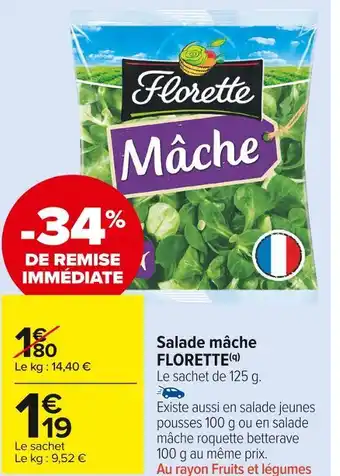 Carrefour Market Florette salade mâche offre
