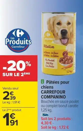 Carrefour Carrefour companino pâtées pour chiens offre