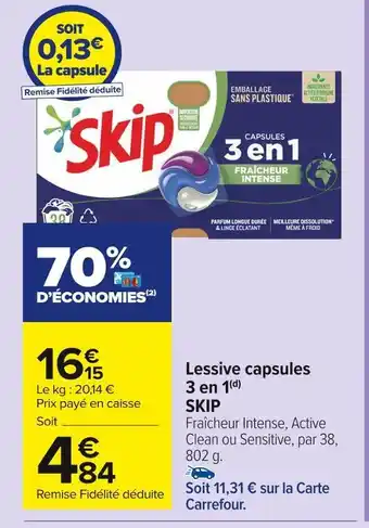 Carrefour Market Skip lessive capsules 3 en 1(d) offre