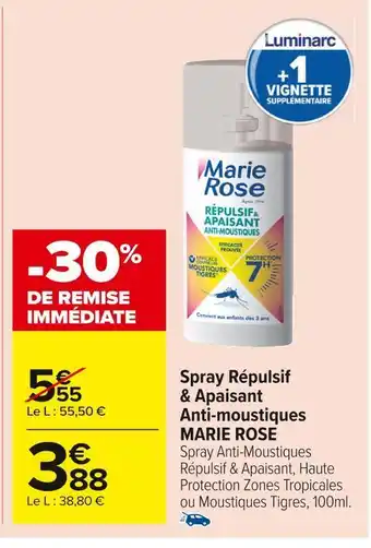 Carrefour Market Marie rose spray répulsif & apaisant anti-moustiques offre