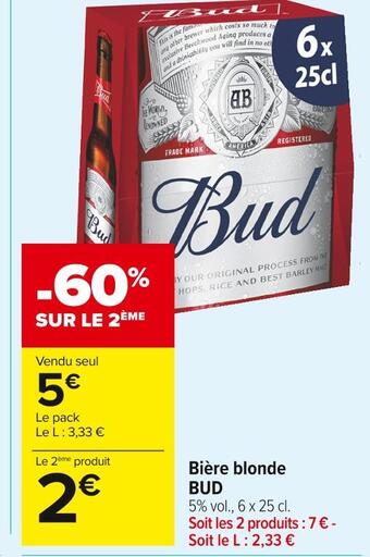 Carrefour Market Bud bière blonde offre