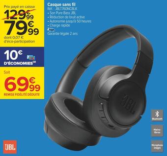 Carrefour Jbl casque sans fil offre