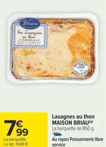 Carrefour Maison briau lasagnes au thon offre