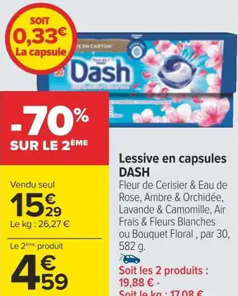 Carrefour Dash lessive en capsules offre