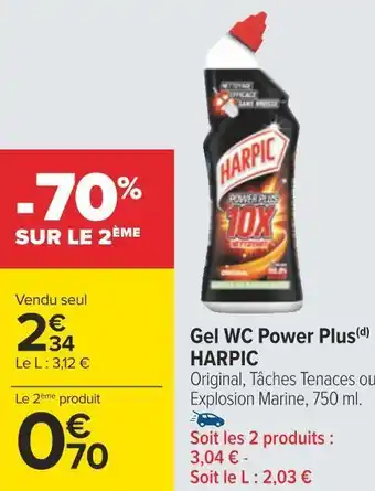 Carrefour Harpic gel wc power plus offre